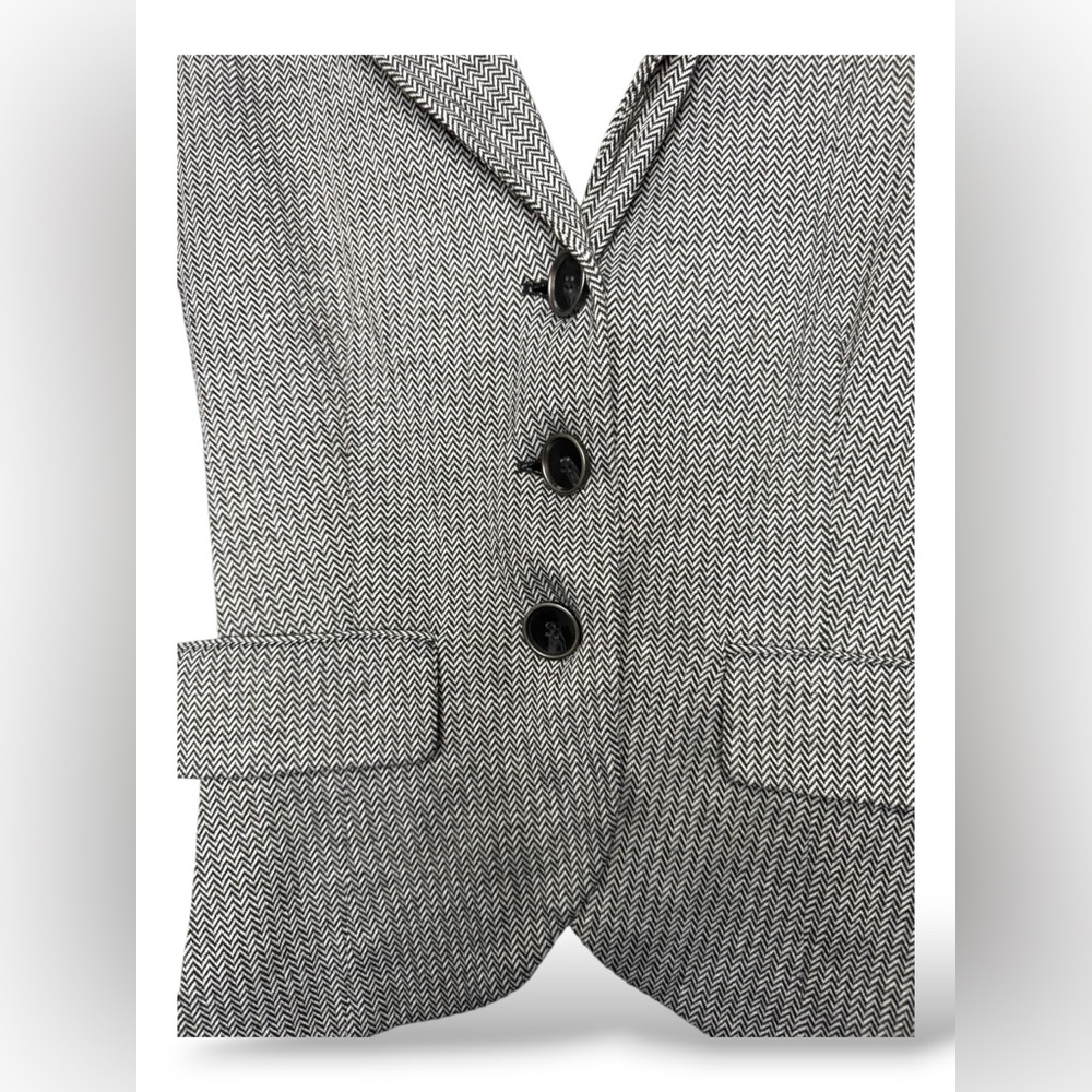 Kenar Black Gray Knit Blazer Jacket Size L Tailored Career 3 Button - Picture 4 of 8